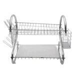 2 Tiers Kitchen Dish Drying Rack Drainer Dryer Tray Cultery Holder - Image 3