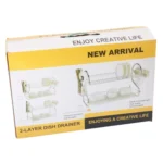 2 Tiers Kitchen Dish Drying Rack Drainer Dryer Tray Cultery Holder - Image 6