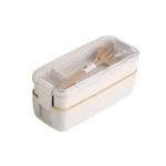 750ml Healthy Material Wheat Straw 2 Layer Lunch Box Dinnerware Food Storage Bento Container Microwave Lunchbox - Image 2