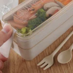 750ml Healthy Material Wheat Straw 2 Layer Lunch Box Dinnerware Food Storage Bento Container Microwave Lunchbox - Image 6