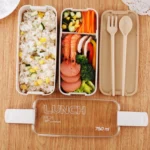 750ml Healthy Material Wheat Straw 2 Layer Lunch Box Dinnerware Food Storage Bento Container Microwave Lunchbox - Image 7