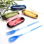 3pcs / Set Mini Outdoor Portable Travel Sets Candy Color Folding Dinner Set Student Kids Kitchen Tool - Image 3