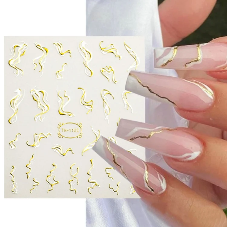 TBD0529428_B2.webp 10pcs Frosted Transparent Back Adhesive Bronzing Smudged Nail Art Sticker - Image 3