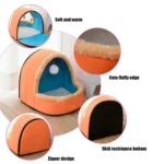 Pet Dog Cat  Warm Soft Bed Pet Cushion Dog Kennel Cat Castle Foldable Puppy House with Toy Ball - Image 5