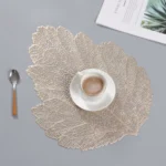 Leaf PVC Heat Resistant Placemat Drink Glass Coaster, Size: 37x47cm