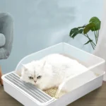 Cat Litter Box Semi-closed Square Feces Basin Pet Toilet - Image 3