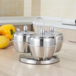 Stainless Steel Three Flavor Rotating Seasoning Pot Set - Image 2