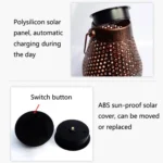 Outdoor Solar Wrought Iron Lantern Garden Decoration Light LED Pendant Lamp - Image 7