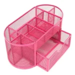 Desk Organizer 9 Grids Metal Mesh Office Pen Pencil Holder