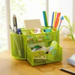 Desk Organizer 9 Grids Metal Mesh Office Pen Pencil Holder - Image 8