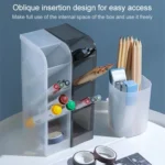 2 PCS Multi-function 4 Grid Desktop Pen Holder Office School Storage Case Clear Plastic Box Desk Pencil Organizer - Image 4