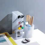 2 PCS Multi-function 4 Grid Desktop Pen Holder Office School Storage Case Clear Plastic Box Desk Pencil Organizer - Image 7