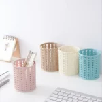 HH301 Office Organizer Desktop Hollow Cylinder Pen Storage Box Pencil Brush Pot Pen Holder Makeup Brush Plastic Container - Image 3