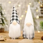 Christmas Decorations Festive Supplies Black White Lattice Forest Elderly Faceless Doll Ornaments - Image 4