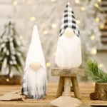 Christmas Decorations Festive Supplies Black White Lattice Forest Elderly Faceless Doll Ornaments - Image 5