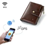 Men Leather Wallet Smart Bluetooth Antimagnetic RFID Anti-Lost Anti-Theft Multi-Function Coin Purse