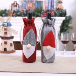 Christmas Machine Embroidered Faceless Old Man Wine Bottle Bags Table Decorations - Image 2