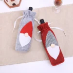 Christmas Machine Embroidered Faceless Old Man Wine Bottle Bags Table Decorations - Image 4