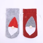 Christmas Machine Embroidered Faceless Old Man Wine Bottle Bags Table Decorations - Image 5