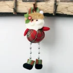 Christmas Plaid Cloth Beads Leg Pendants Christmas Window Decoration Cartoon Small Doll Ornaments
