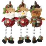 Christmas Plaid Cloth Beads Leg Pendants Christmas Window Decoration Cartoon Small Doll Ornaments - Image 2