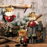 Christmas Plaid Cloth Beads Leg Pendants Christmas Window Decoration Cartoon Small Doll Ornaments - Image 5