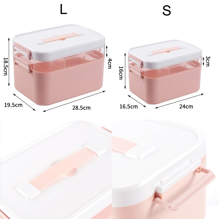 TBD053551801A_2.webp Household Portable Cosmetic Finishing Storage Box Large-capacity Family Safety Emergency Storage Box Double-layer Medicine Case - Image 3