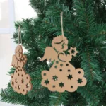 10pcs/set Wood Hollow Carved Christmas Tree Pendants Home Decoration Hotel DIY Holiday Decoration Gifts - Image 2