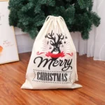 Large Printed Linen Backpack Christmas Gift Bag Candy Bag