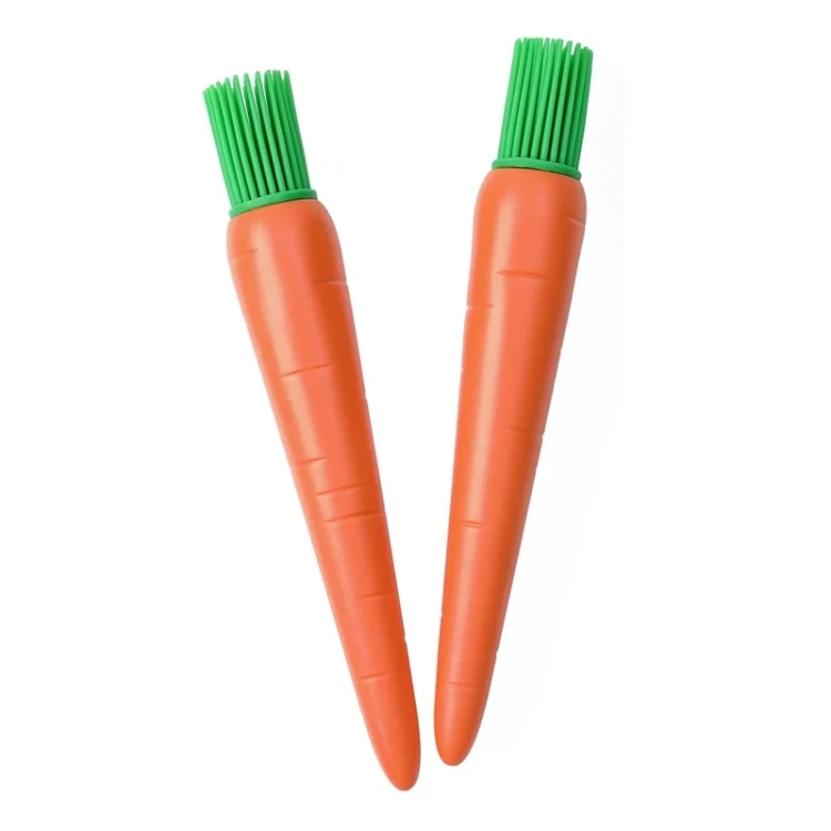 TBD05357494.webp 2 PCS Carrot Shape Silicone Barbecue Brush Cake Brush Baking Cream Brush Iron Plate Brush - Image 1