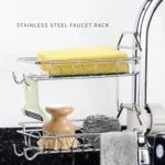 Faucet Rack Stainless Steel Perforated Free Kitchen Sink Storage Rack Rag Sponge Drain Rack - Image 2