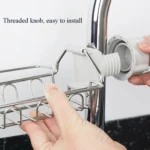 Faucet Rack Stainless Steel Perforated Free Kitchen Sink Storage Rack Rag Sponge Drain Rack - Image 3
