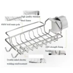 Faucet Rack Stainless Steel Perforated Free Kitchen Sink Storage Rack Rag Sponge Drain Rack - Image 5