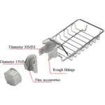 Faucet Rack Stainless Steel Perforated Free Kitchen Sink Storage Rack Rag Sponge Drain Rack - Image 7