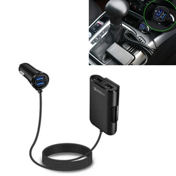 TBD05363730.webp One For Four 8A Car Charger QC3.0 Fast Charge 4USB Car Front And Rear Seat Car Charger - Image 1