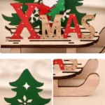 Christmas Decorations Christmas Painted Wooden Assembly DIY Sleigh Car Decoration Jigsaw Puzzle Gift - Image 2