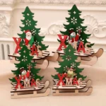 Christmas Decorations Christmas Painted Wooden Assembly DIY Sleigh Car Decoration Jigsaw Puzzle Gift - Image 3