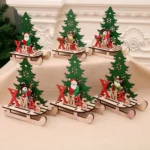 Christmas Decorations Christmas Painted Wooden Assembly DIY Sleigh Car Decoration Jigsaw Puzzle Gift - Image 4