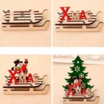 Christmas Decorations Christmas Painted Wooden Assembly DIY Sleigh Car Decoration Jigsaw Puzzle Gift - Image 5