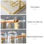 Upside Down Wrought Iron Cup Holder Water Cup Metal Shelf With Tray - Image 3