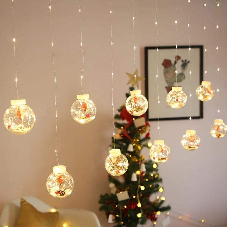TBD0537005801A.webp LED Copper Wire Curtain Light Wishing Ball Christmas Decoration String Lights, Random Style Delivery - Image 1