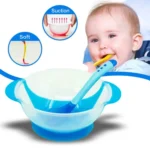 3 PCS Children Tableware Baby Learning Dishes With Suction Cup Assist Food Bowl Temperature Sensing Spoon - Image 3