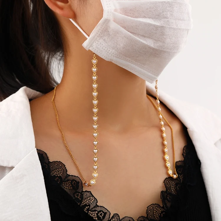 Retro Love Pearl Multi-Purpose  Anti-Lost Hanging Mask Glasses Chain