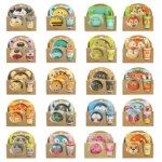 Baby Dish Tableware Set Cartoon Fork Feeding Dishes for Kids Utensils Natural Bamboo Fiber Bowl With Cup Spoon Plate - Image 2