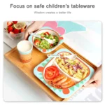 Baby Dish Tableware Set Cartoon Fork Feeding Dishes for Kids Utensils Natural Bamboo Fiber Bowl With Cup Spoon Plate - Image 6