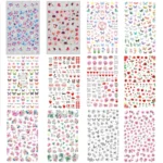 10pcs 3D Adhesive Butterfly Retro Rose Color Nail Art Sticker - Image 6