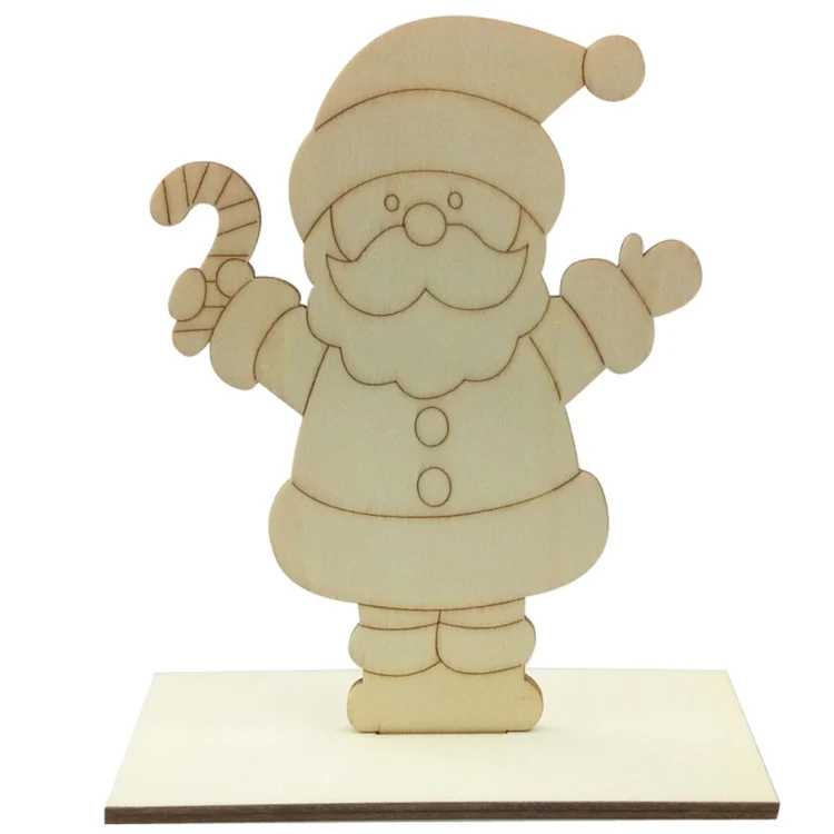 Christmas Decorations Children Painting DIY Wood Plank Inserting Desktop Ornaments