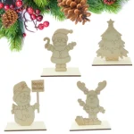 Christmas Decorations Children Painting DIY Wood Plank Inserting Desktop Ornaments - Image 2
