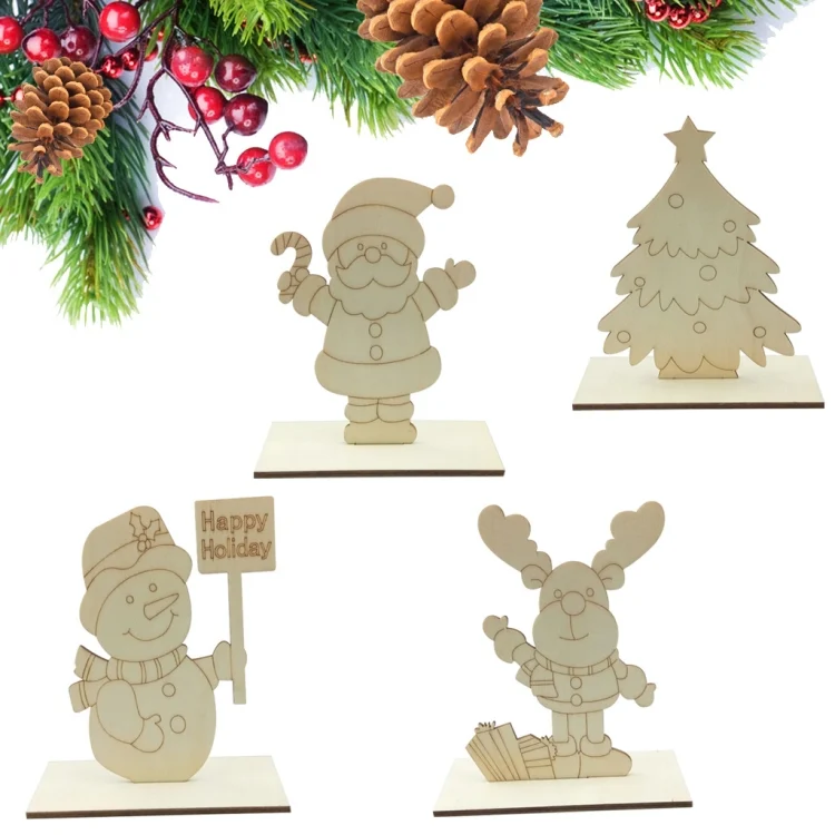 TBD0538871501_B1.webp Christmas Decorations Children Painting DIY Wood Plank Inserting Desktop Ornaments - Image 2