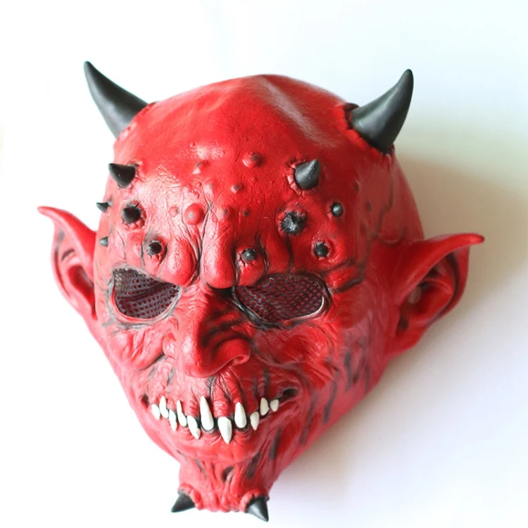 TBD05388745_1.webp Halloween Party Haunted House Bar Hell Ox Horn Monster Horror Headgear Latex Mask - Image 2